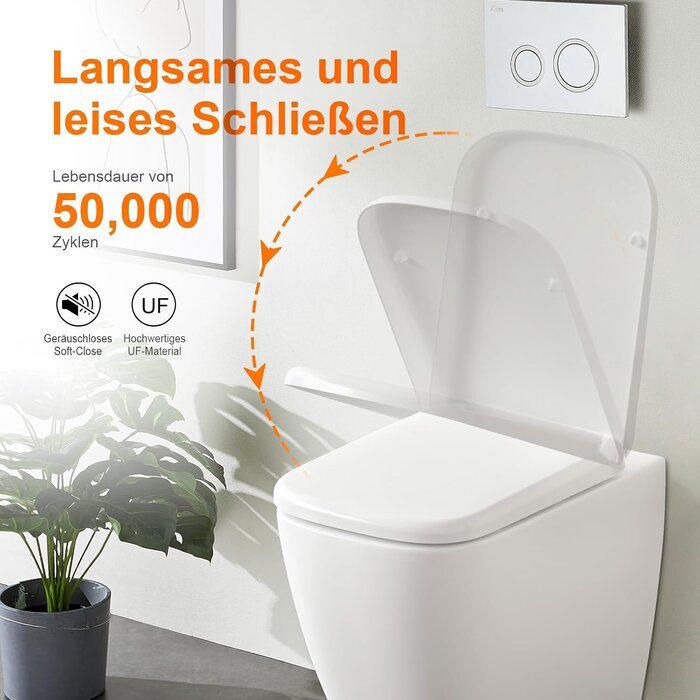 Quadratischer Toilettensitz mit Absenkautomatik - 32% Rabatt