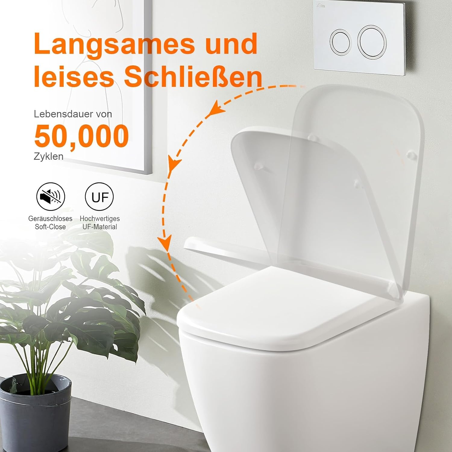 Quadratischer Toilettensitz mit Absenkautomatik - 32% Rabatt