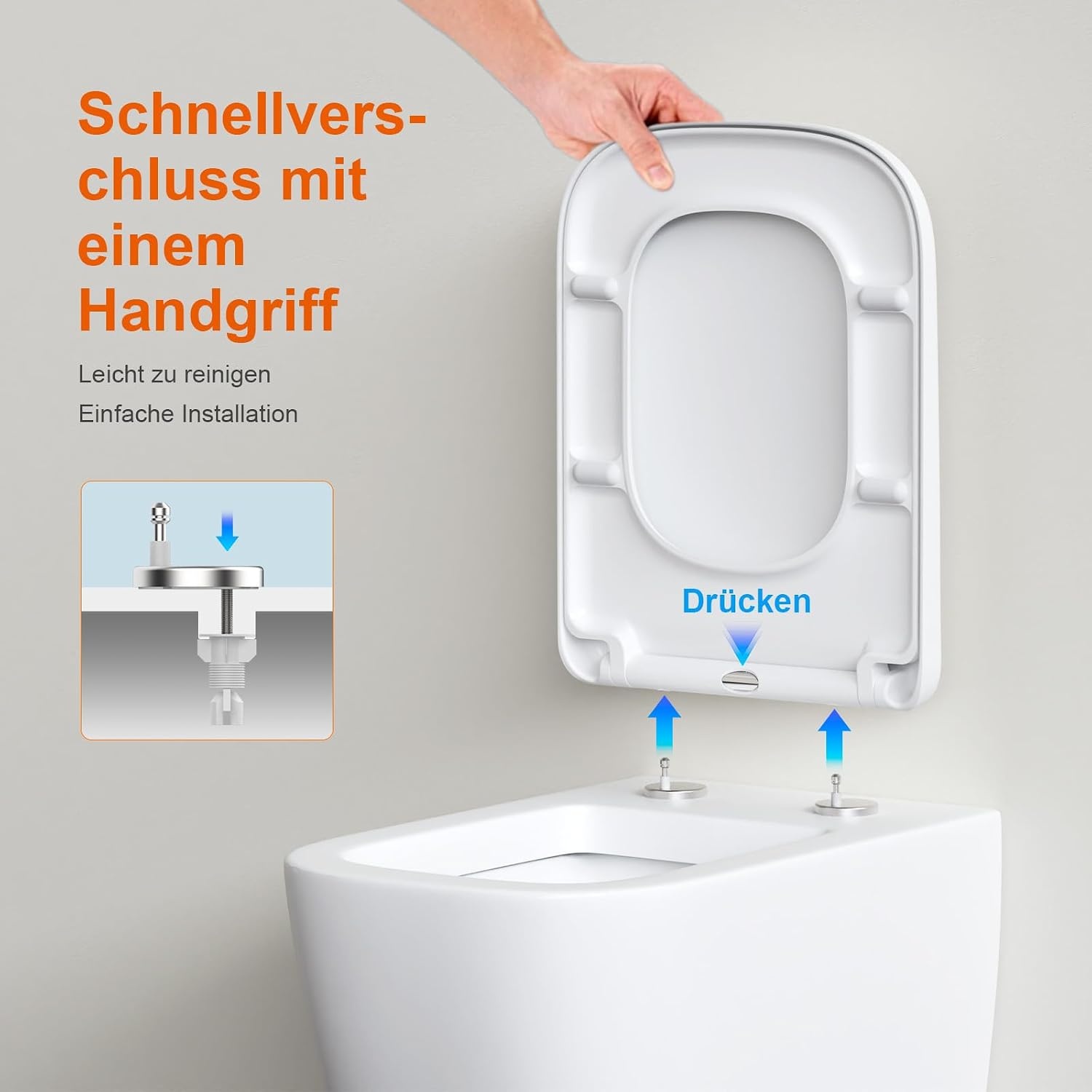 Quadratischer Toilettensitz mit Absenkautomatik - 32% Rabatt