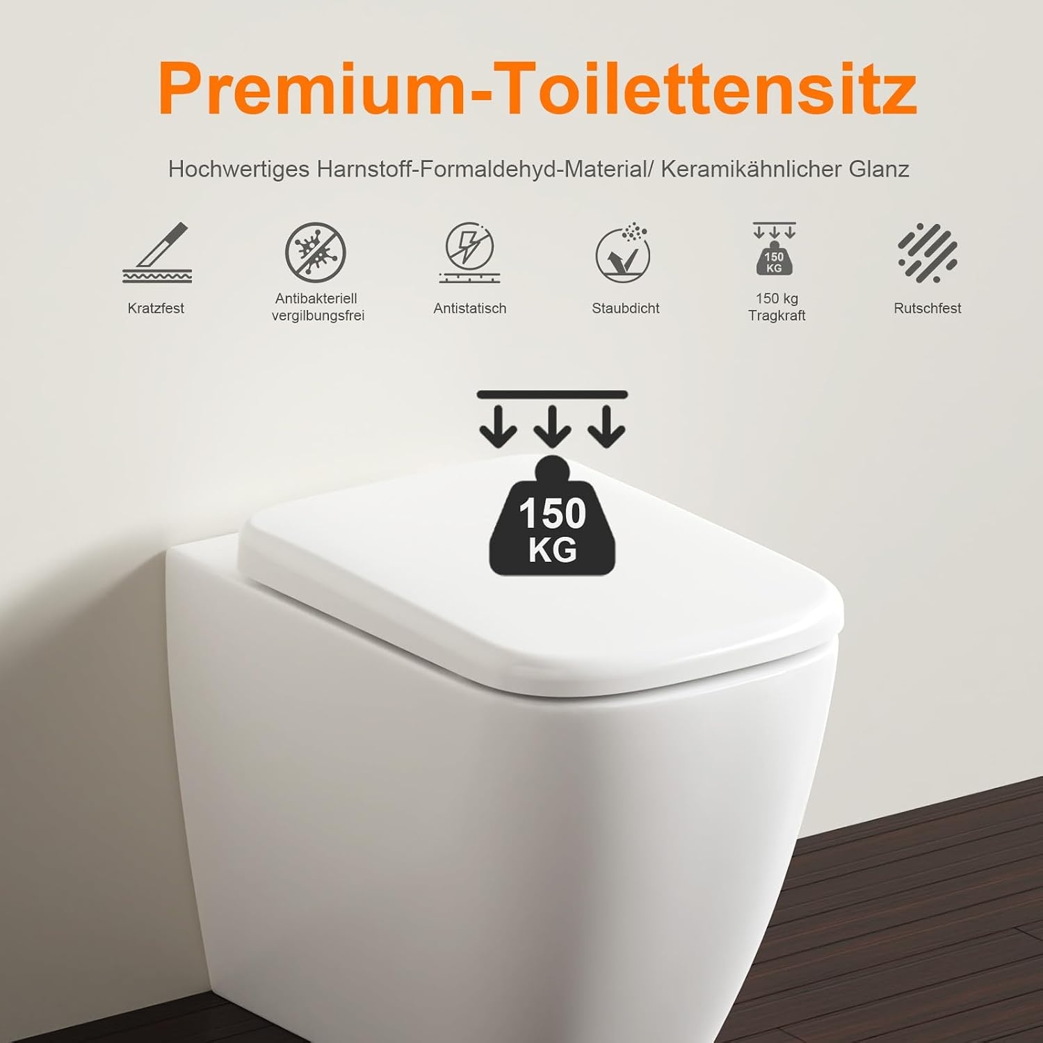Quadratischer Toilettensitz mit Absenkautomatik - 32% Rabatt