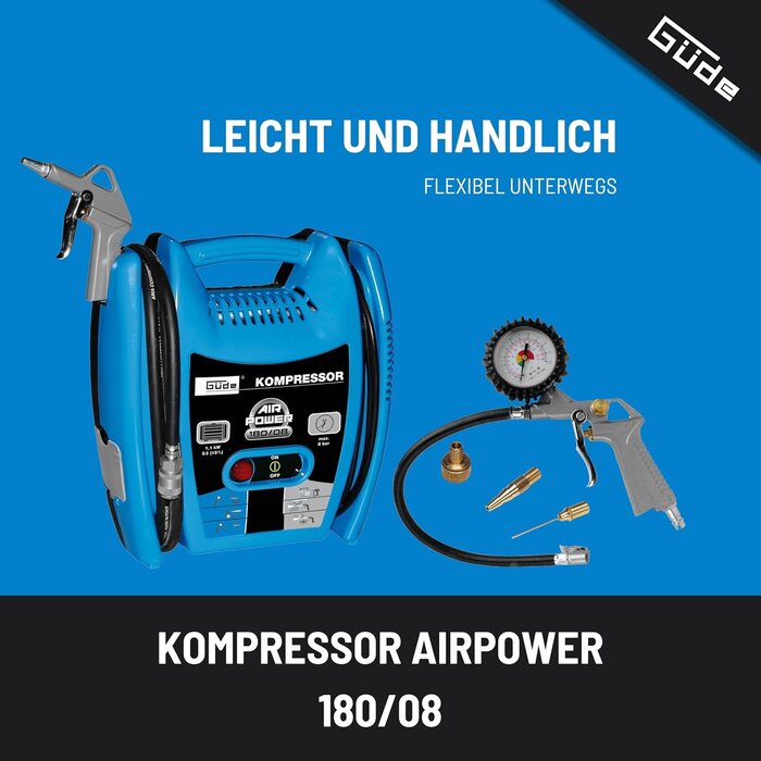 Tragbarer Kompressor 180/08 ölfrei - Jetzt 34% Rabatt auf das Komplettset