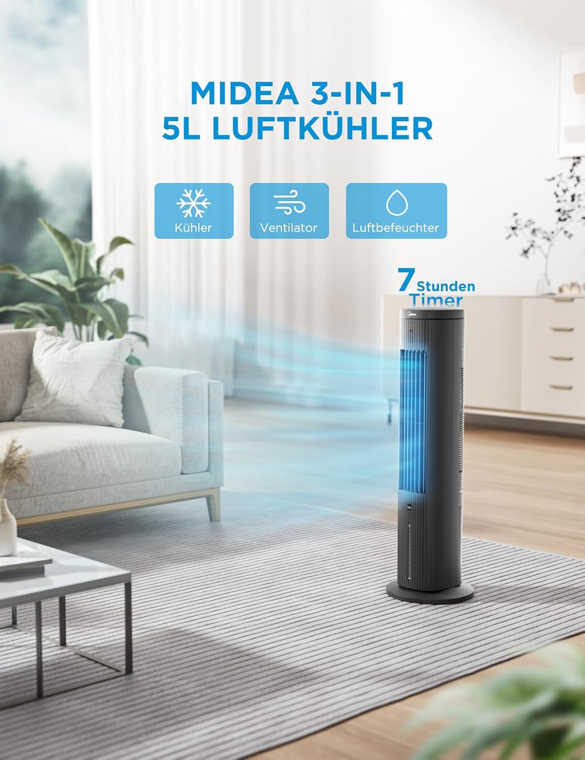 3-in-1 Luftkühler 5L mit Fernbedienung & Oszillation - 34% Rabatt
