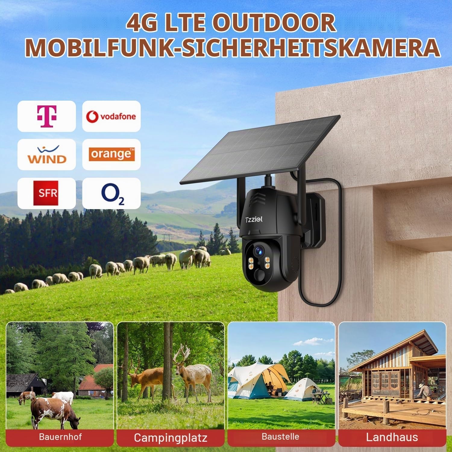 4G Überwachungskamera 1080p Außenbereich inkl. 32GB Speicher - 32% Rabatt