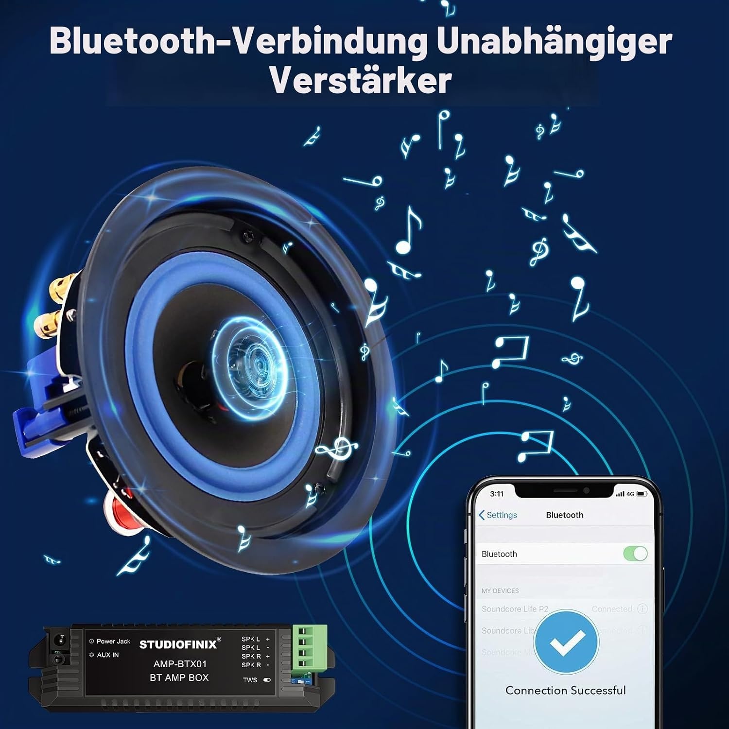 2er-Set 10,2 cm Deckenlautsprecher, 160W, Bluetooth, wasserdicht - 34% Rabatt