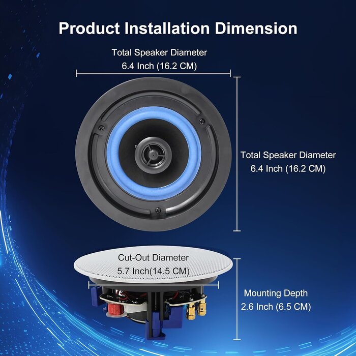 2er-Set 10,2 cm Deckenlautsprecher, 160W, Bluetooth, wasserdicht - 34% Rabatt