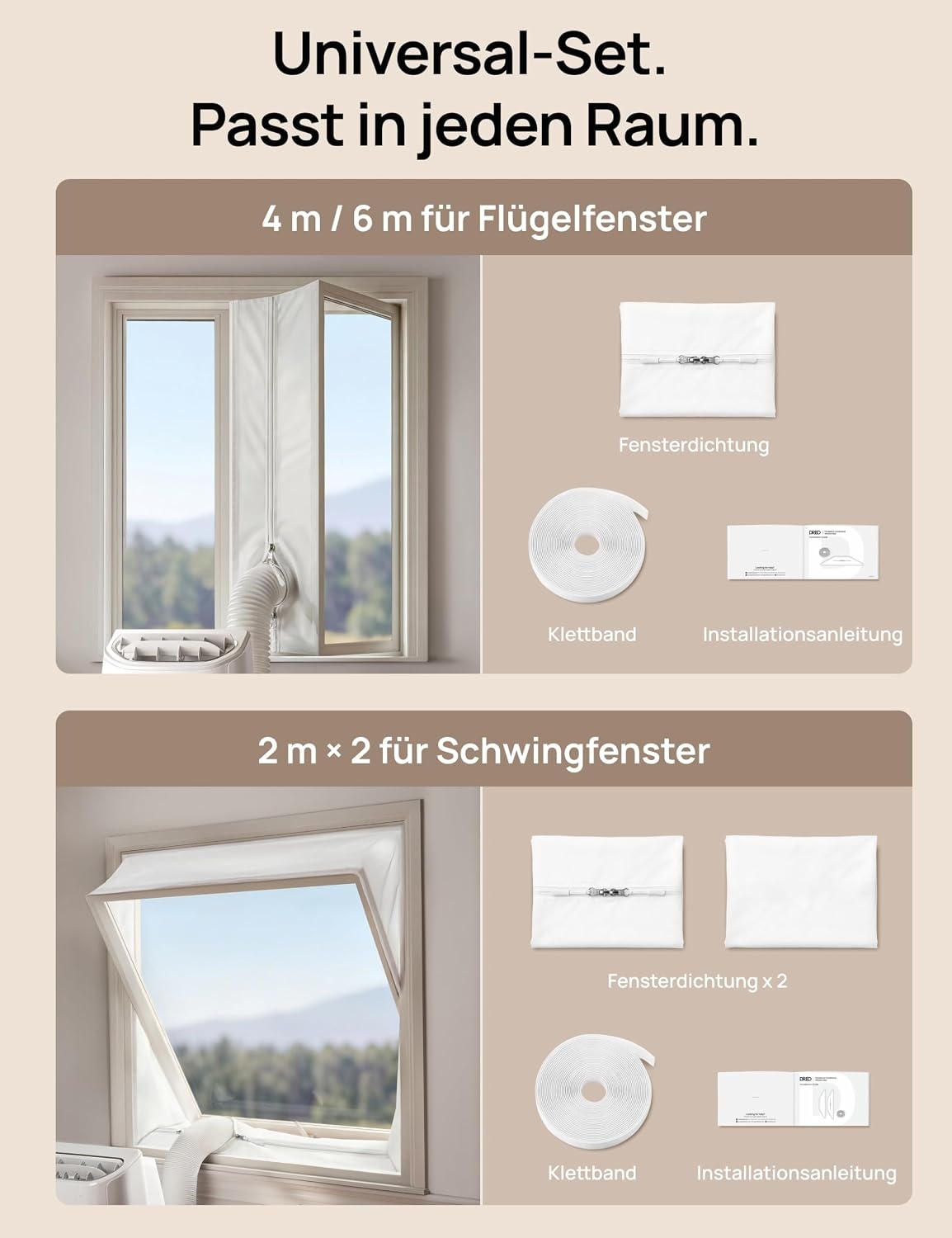 Fensterabdichtung für Klimageräte 400 cm - 30% Rabatt