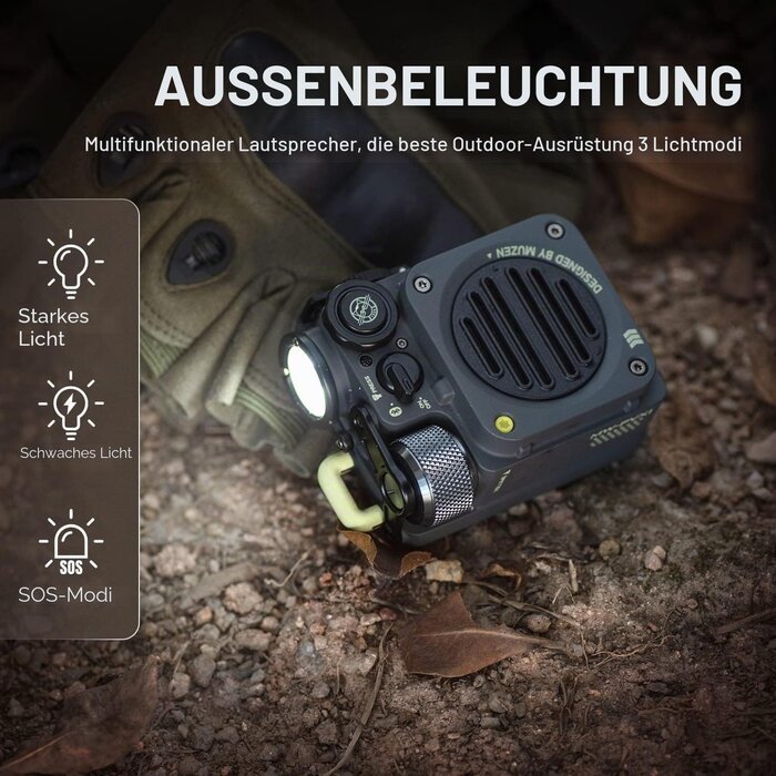 Tragbarer Bluetooth-Lautsprecher IPX5 mit Taschenlampe - 34% Rabatt