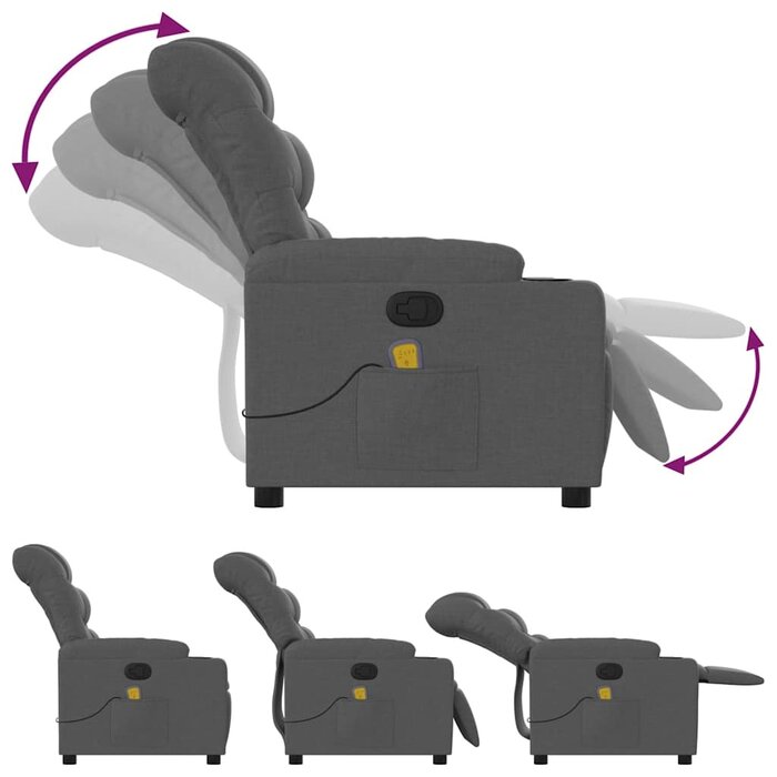 Massagesessel mit 6-Punkt-Vibration, Stoff Dunkelgrau - 35% Rabatt