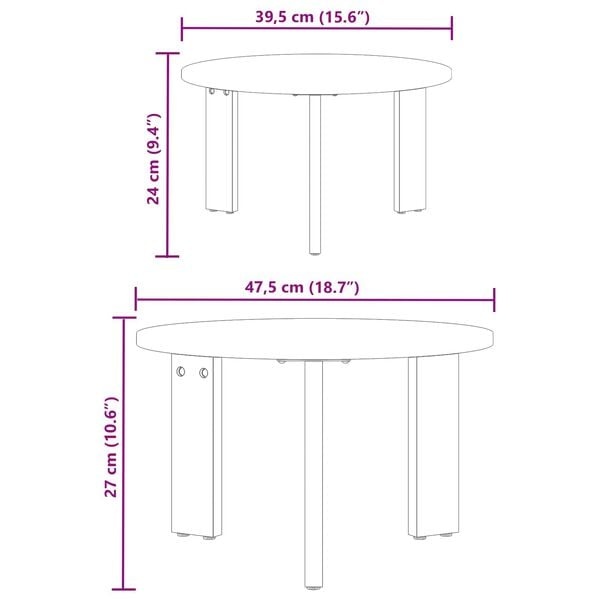 Couchtisch-Set, Massivholz, Rund, Natur, 33% Rabatt
