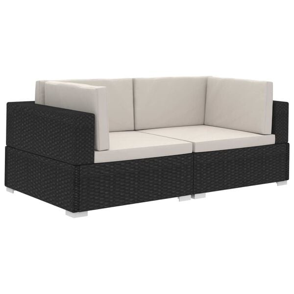 Modulares Ecksofa-Set Rattan Schwarz - 34% Rabatt - Ausgepackt & Neuwertig