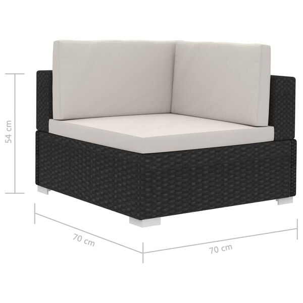 Modulares Ecksofa-Set Rattan Schwarz - 34% Rabatt - Ausgepackt & Neuwertig