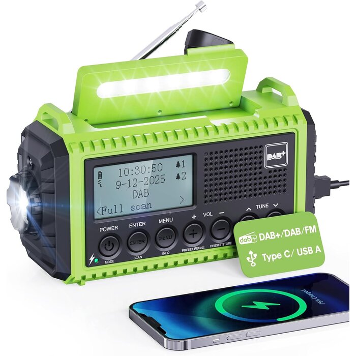 DAB+ FM Outdoor-Radio, 5000mAh, Groen zwart, S, 33% Rabatt
