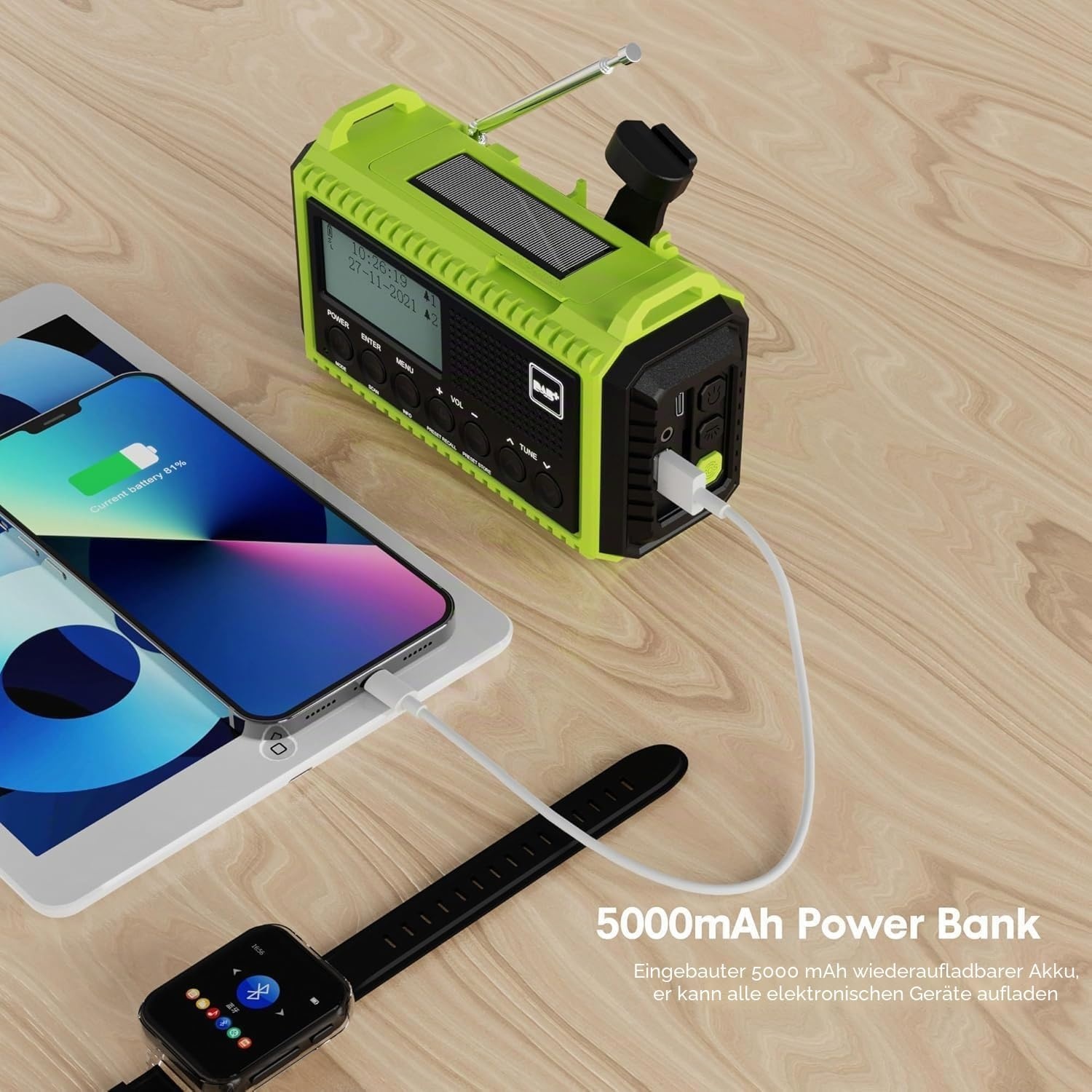 DAB+ FM Outdoor-Radio, 5000mAh, Groen zwart, S, 33% Rabatt