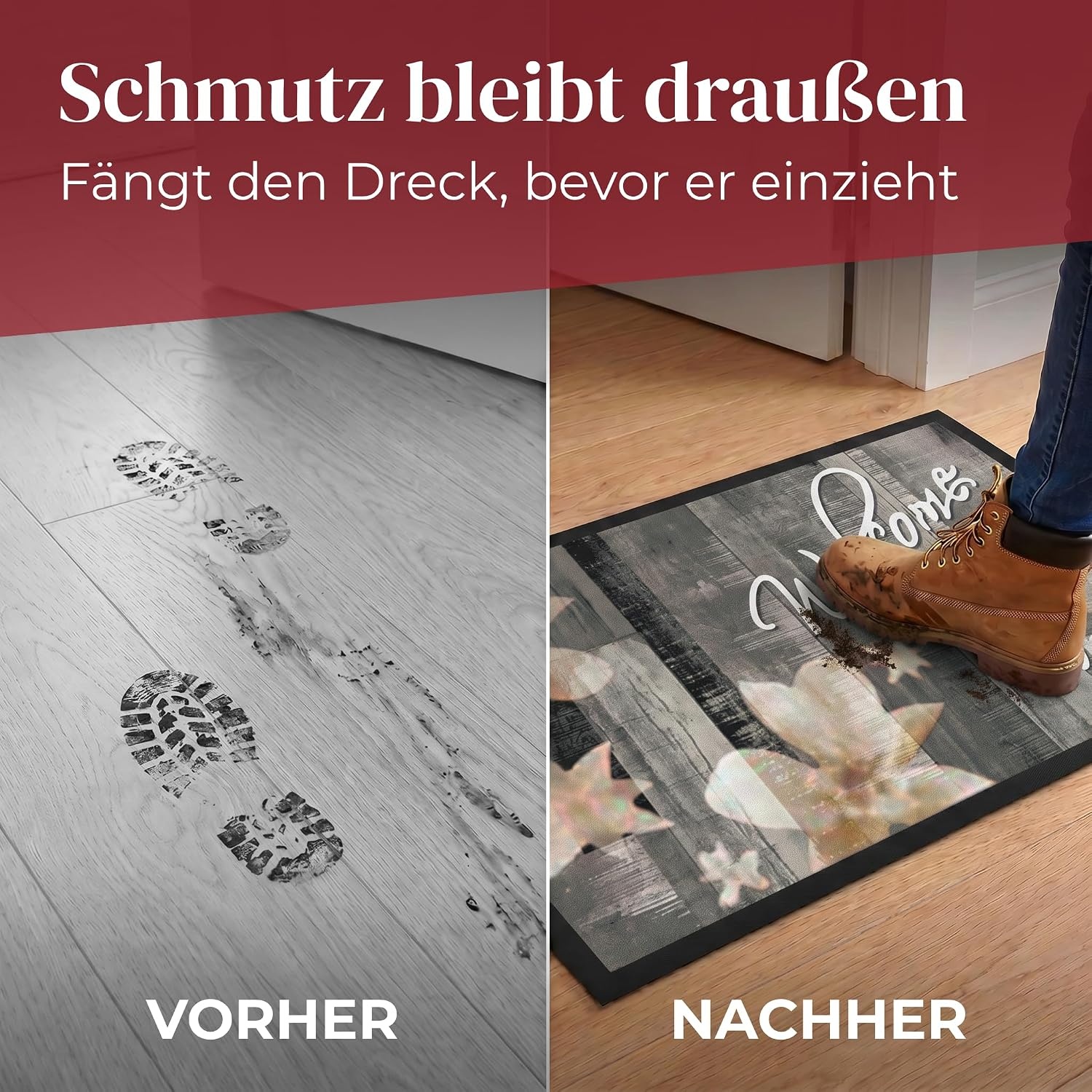 Fußmatte Welcome 40x60 cm - Schmutzfangmatte rutschfest - 29% Rabatt