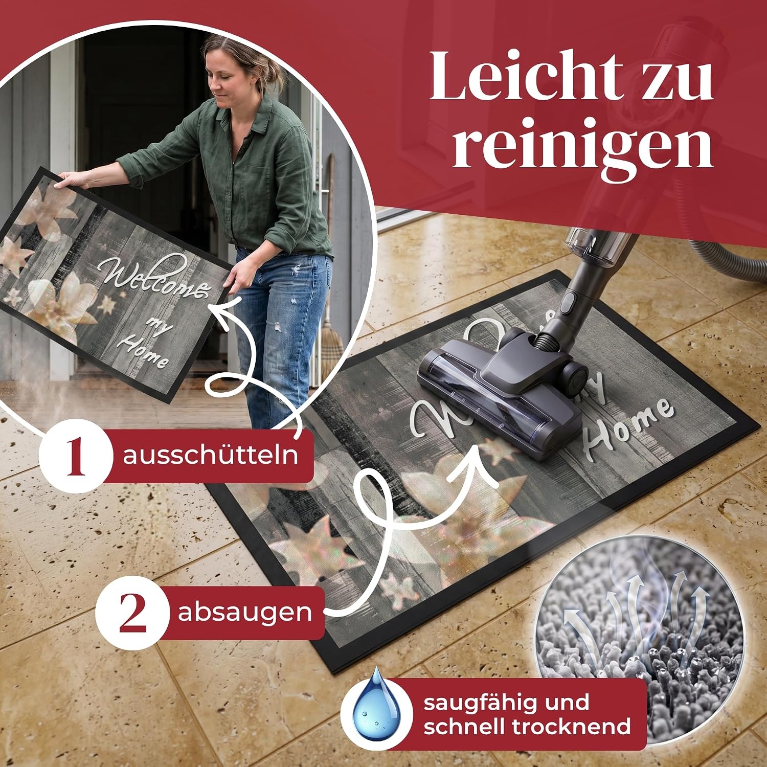 Fußmatte Welcome 40x60 cm - Schmutzfangmatte rutschfest - 29% Rabatt
