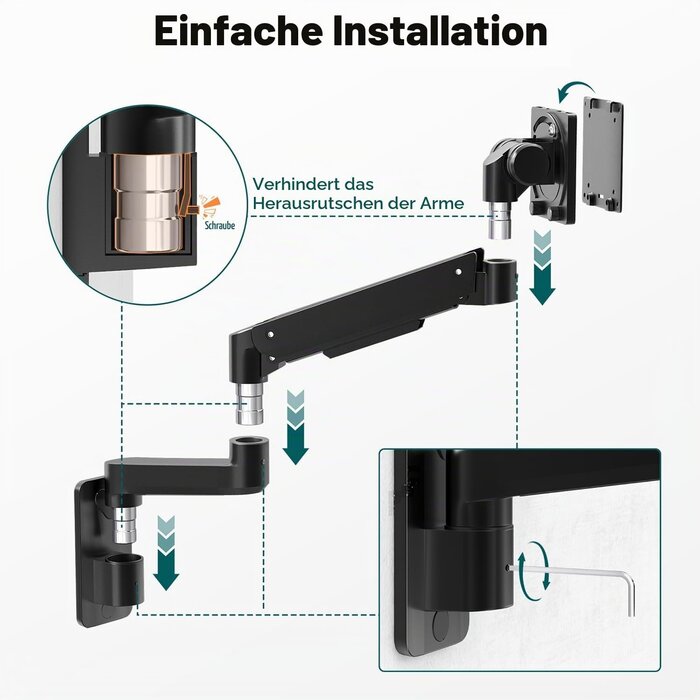 Monitor-Wandhalterung mit Gasdruckfeder (17-57 Zoll) - 33% Rabatt