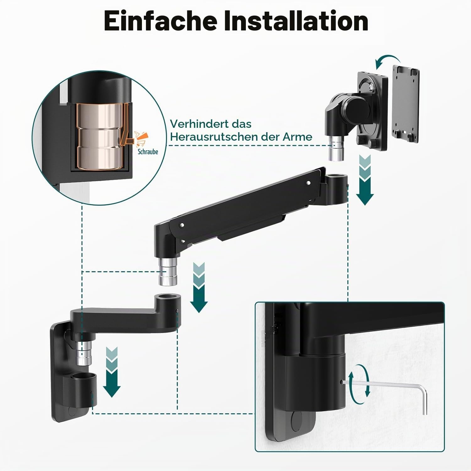 Monitor-Wandhalterung mit Gasdruckfeder (17-57 Zoll) - 33% Rabatt