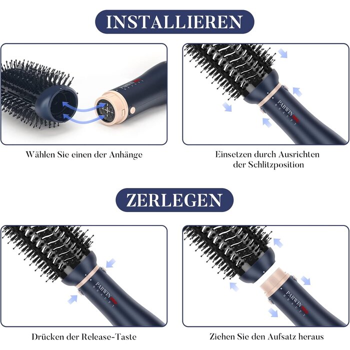 4-in-1 Warmluftbürste Set | Ionentechnologie | Blau | 34% Rabatt