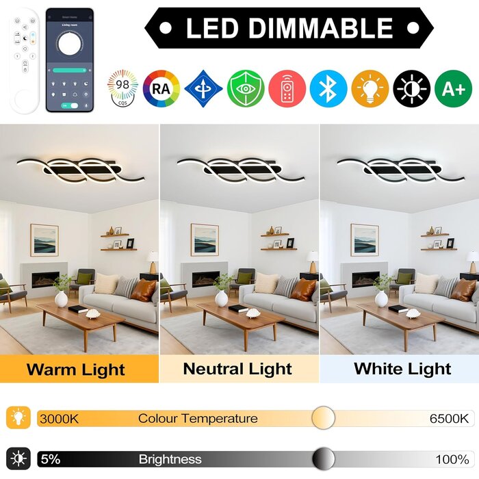 LED Deckenleuchte 79cm, Dimmbar & Smart - 34% Rabatt - Ausgepackt