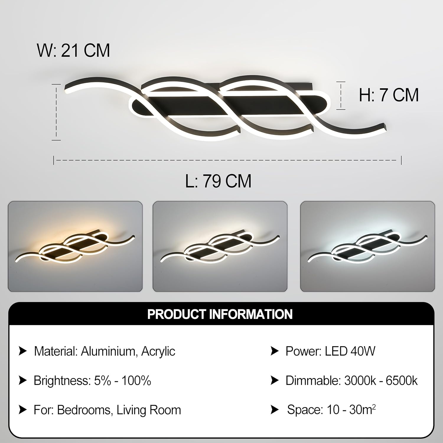 LED Deckenleuchte 79cm, Dimmbar & Smart - 34% Rabatt - Ausgepackt