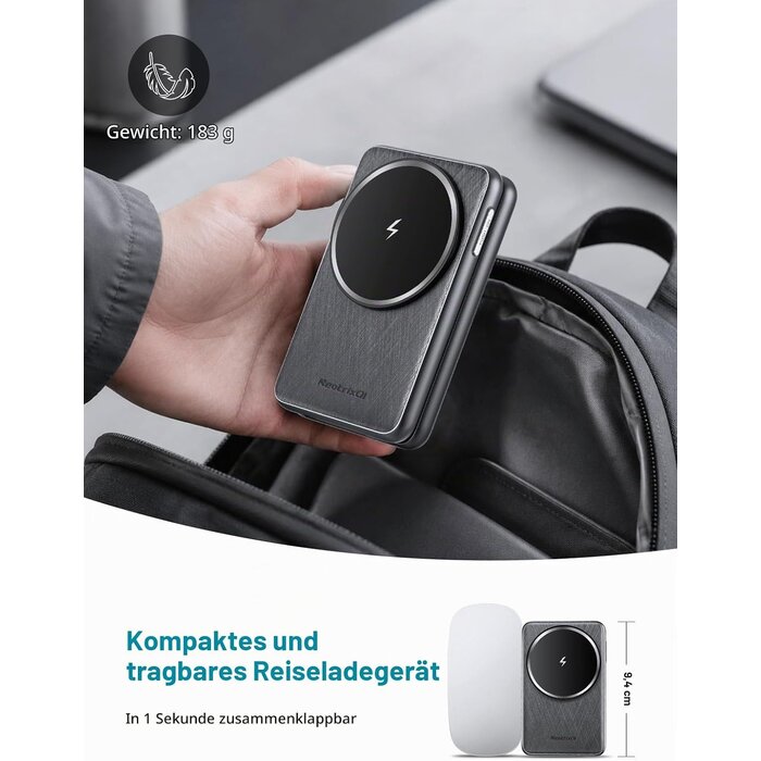 3-in-1 Magnet-Ladegerät, Klappbar, Donker grijs, Größe S, 32% Rabatt