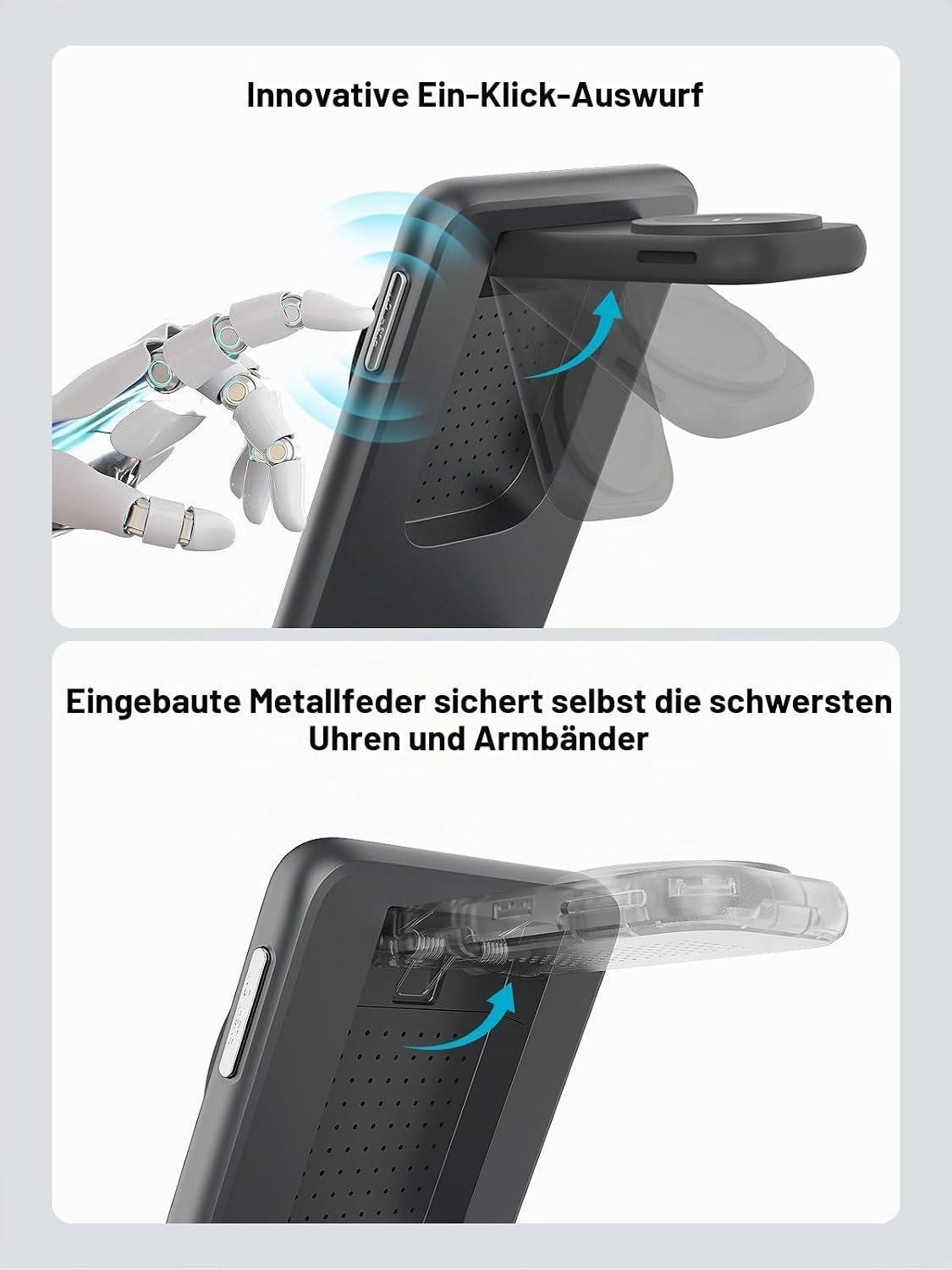 3-in-1 Magnet-Ladegerät, Klappbar, Donker grijs, Größe S, 32% Rabatt