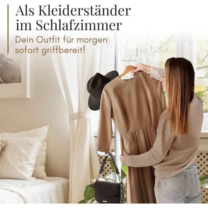 Teleskop-Garderobenständer weiß, 110-310 cm, 5 Haken - 32% Rabatt