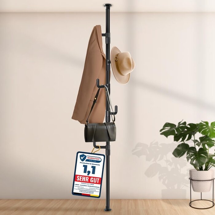 Teleskop-Garderobenständer weiß, 110-310 cm, 5 Haken - 32% Rabatt