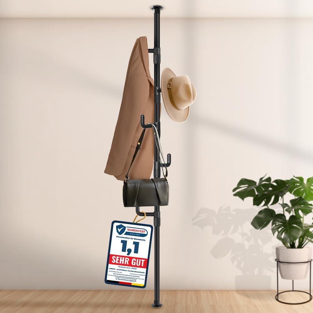 Teleskop-Garderobenständer weiß, 110-310 cm, 5 Haken - 32% Rabatt