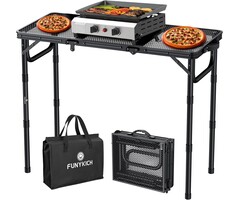 Klappbarer Aluminium Camping-Tisch 87x40x70cm, Schwarz - 33% Rabatt