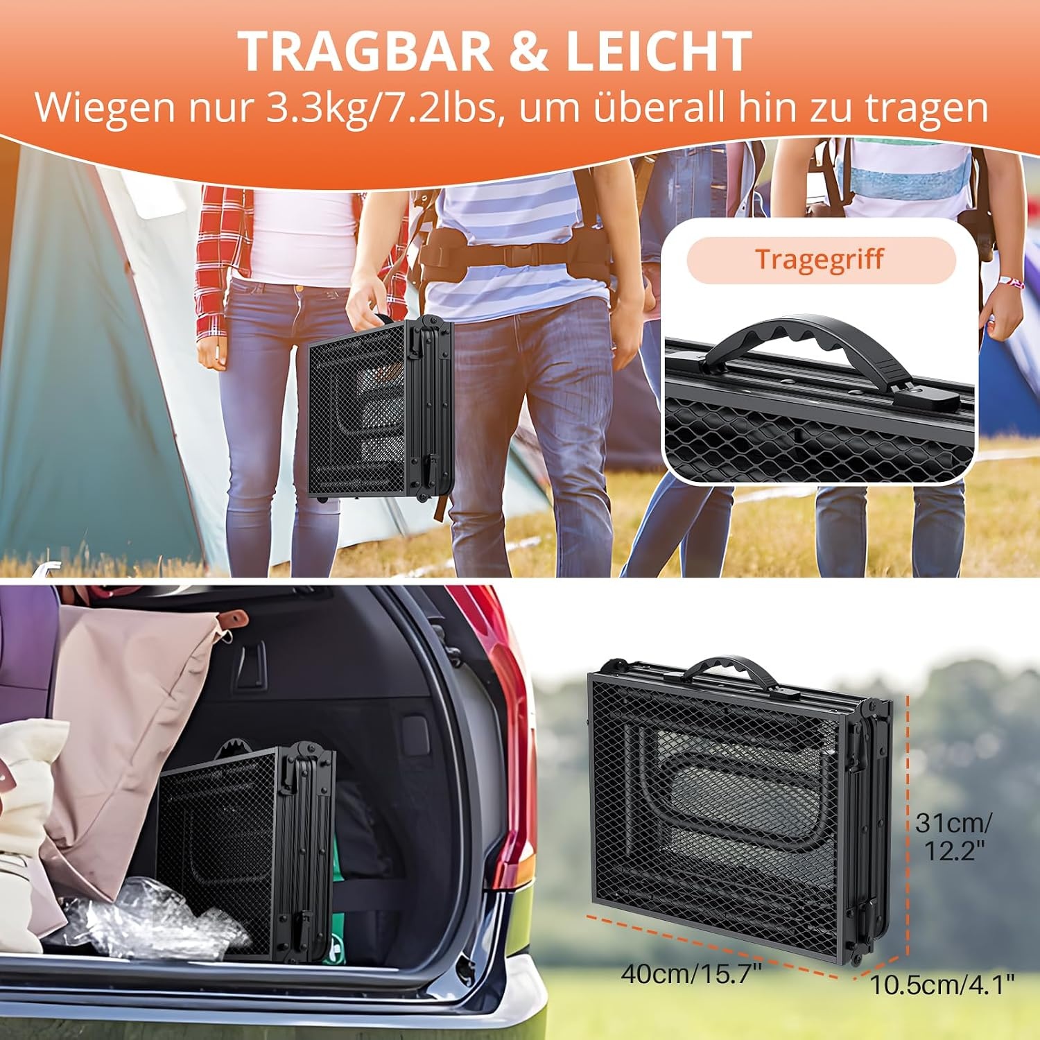 Klappbarer Aluminium Camping-Tisch, 87x40x70cm, 3-fach höhenverstellbar, 33% Rabatt