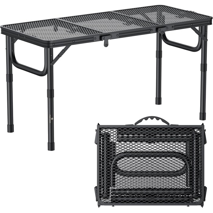 Klappbarer Aluminium Camping-Tisch, 87x40x70cm, 3-fach höhenverstellbar, 33% Rabatt