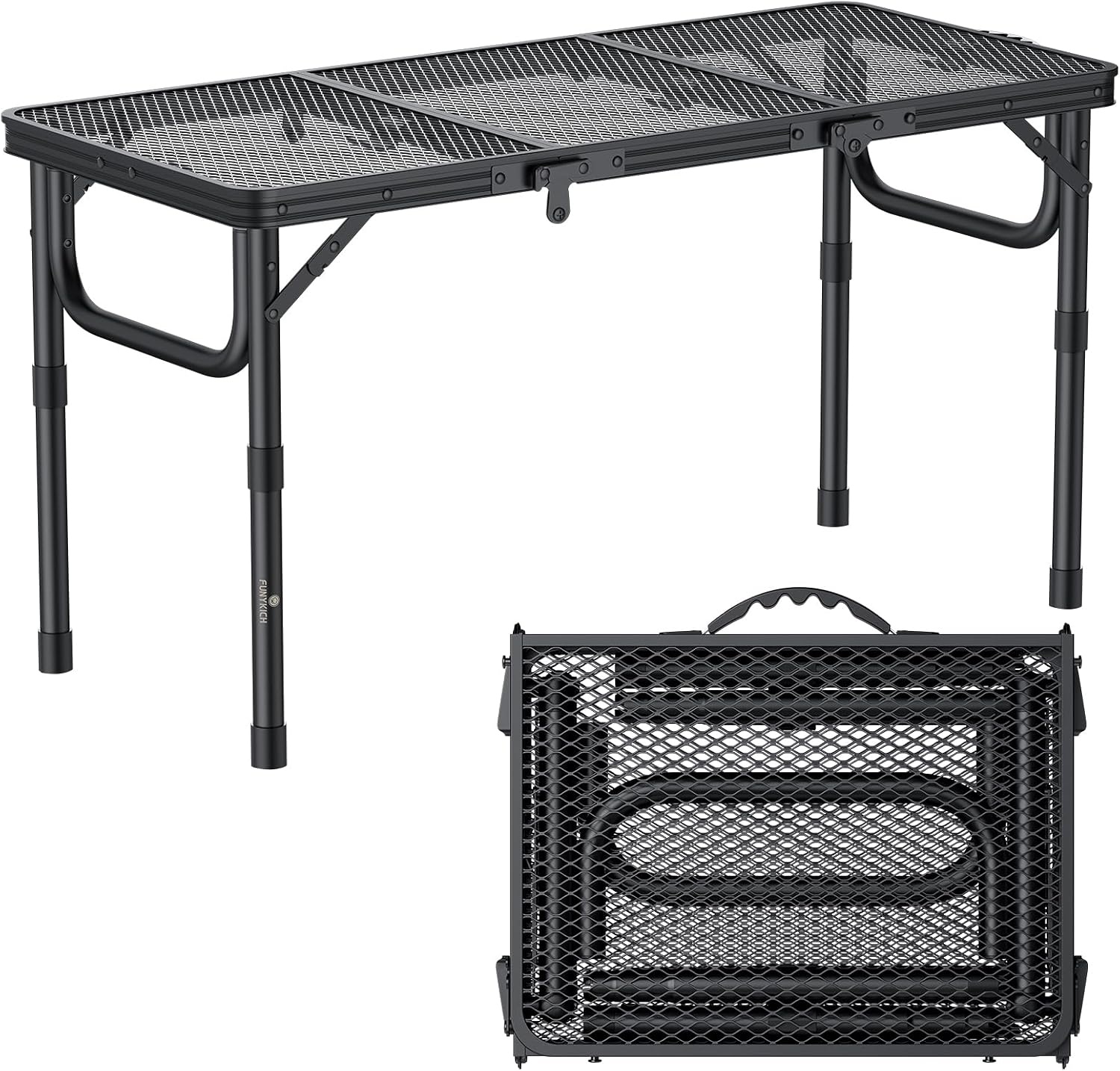 Klappbarer Aluminium Camping-Tisch, 87x40x70cm, 3-fach höhenverstellbar, 33% Rabatt