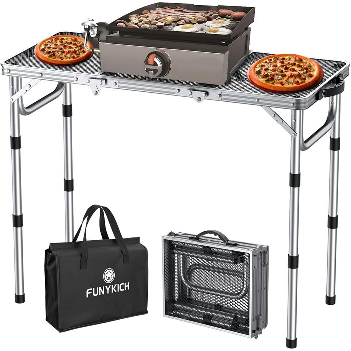 Klappbarer Aluminium Camping-Tisch, 87x40x70cm, 3-fach höhenverstellbar, 33% Rabatt