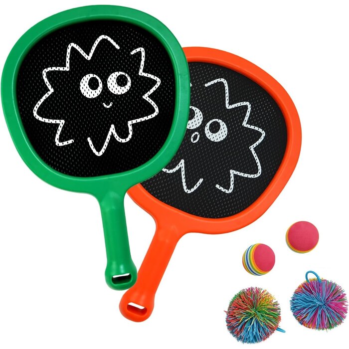 Badminton-Racket-Set Kinder, S, grün-orange-schwarz, 30% Rabatt