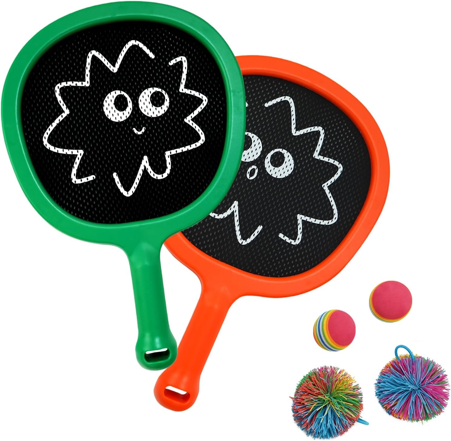 Badminton-Racket-Set Kinder, S, grün-orange-schwarz, 30% Rabatt