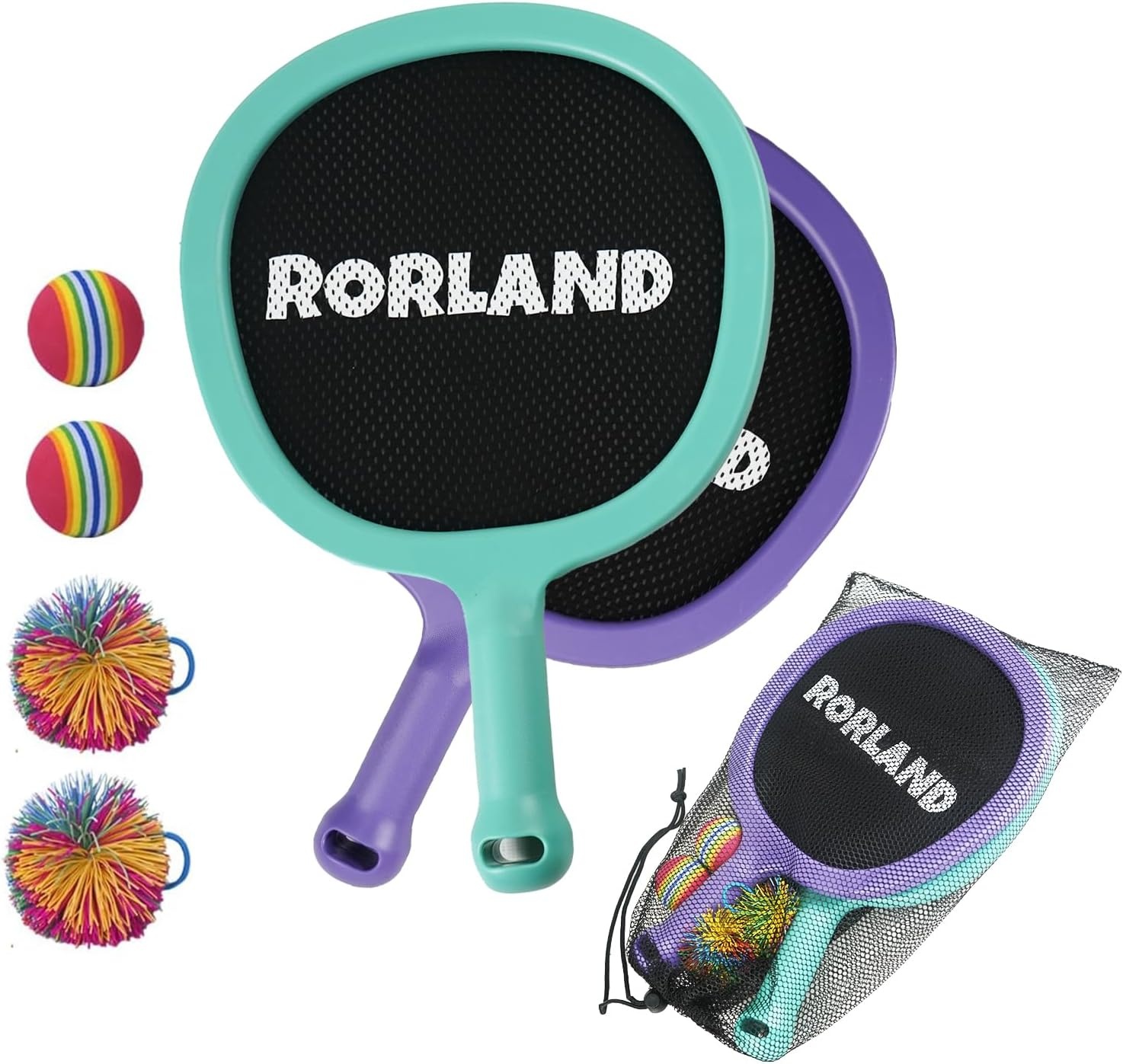 Badminton-Racket-Set Kinder, S, grün-orange-schwarz, 30% Rabatt