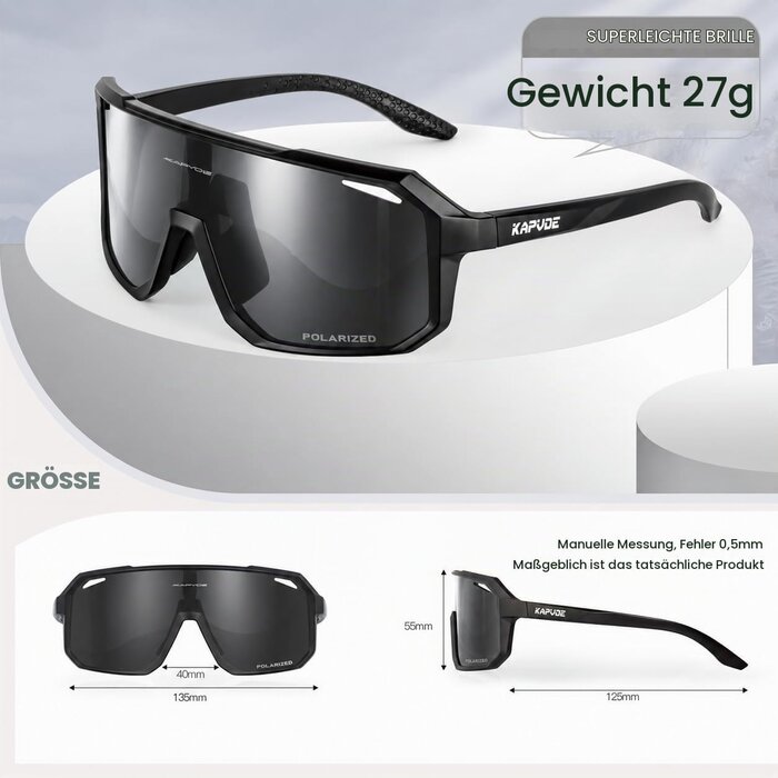 Sportbrille polarisiert UV400 - Schwarz - 30% Rabatt