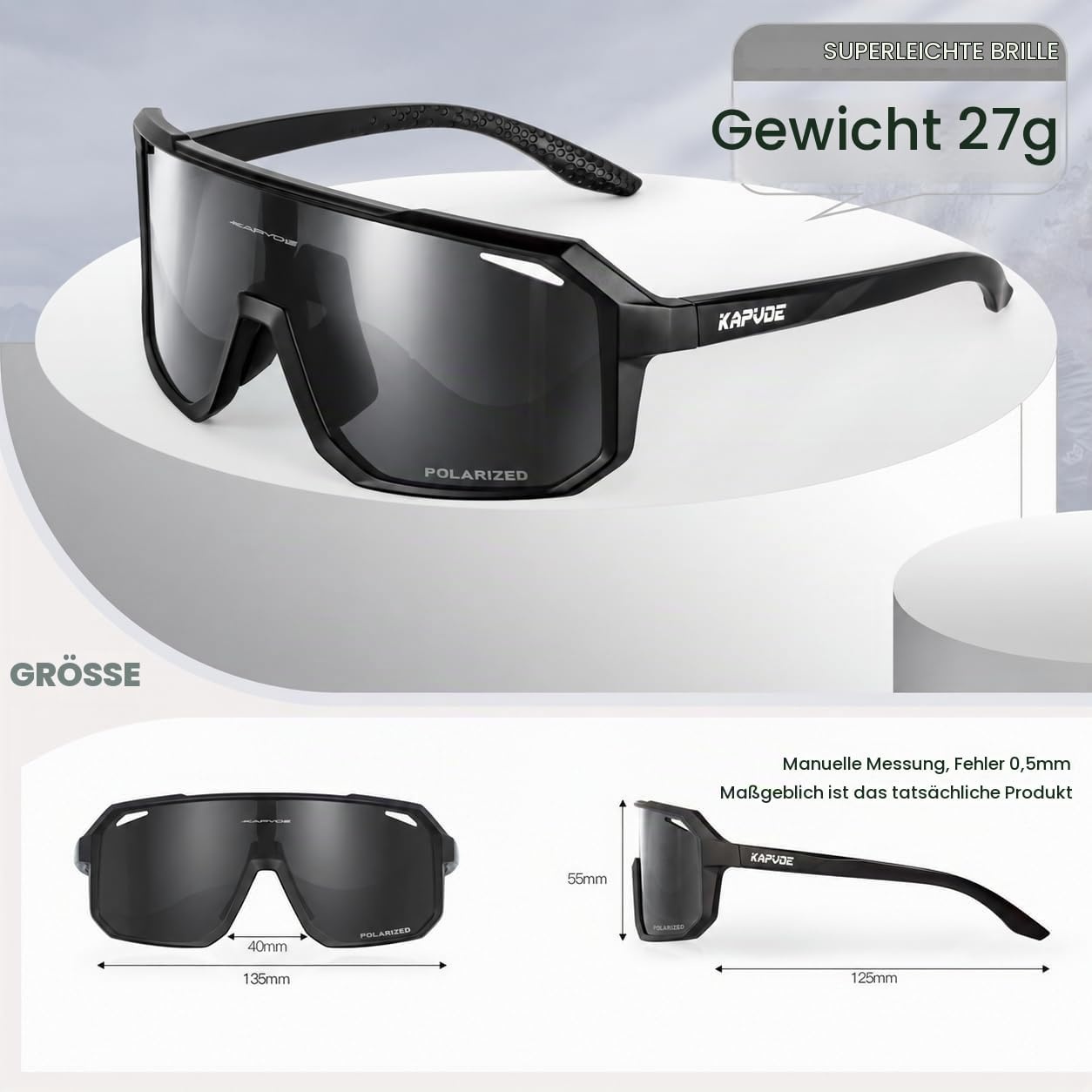 Sportbrille polarisiert UV400 - Schwarz - 30% Rabatt