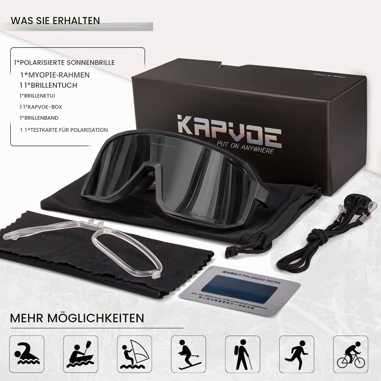 Sportbrille polarisiert UV400 - Schwarz - 30% Rabatt
