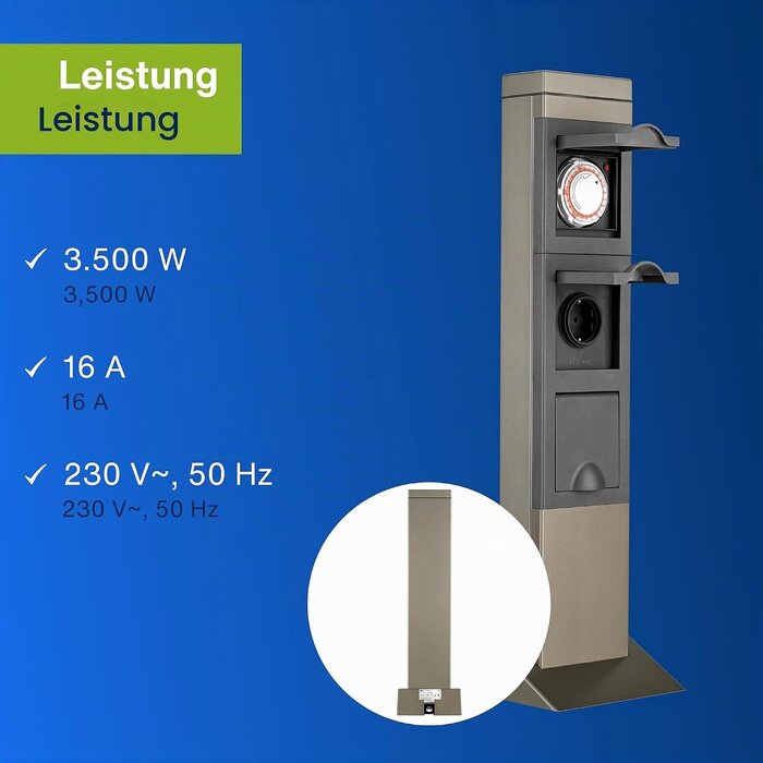 Garten-Steckdosensäule mit Timer 2-fach IP44 Edelstahl - 33% Rabatt