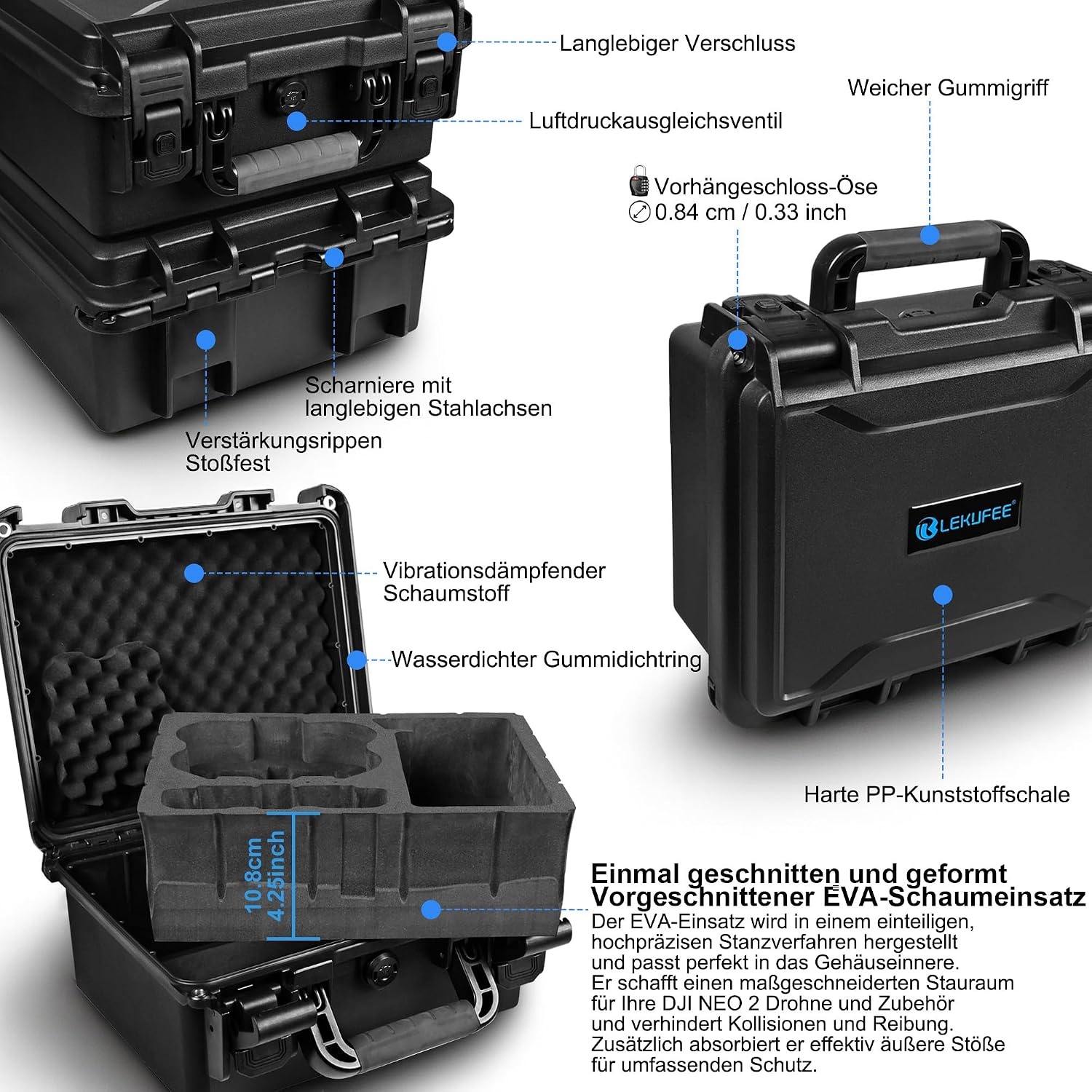 Wasserdichter Hartschalenkoffer für DJI Neo 2, Größe M, Grau - 28% Rabatt