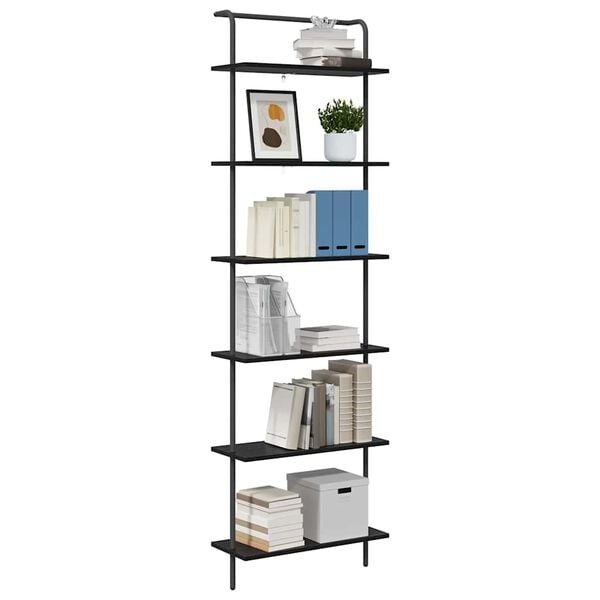 Bücherregal 6 Etagen Schwarz-Eiche 60x24x203cm - 34% Rabatt
