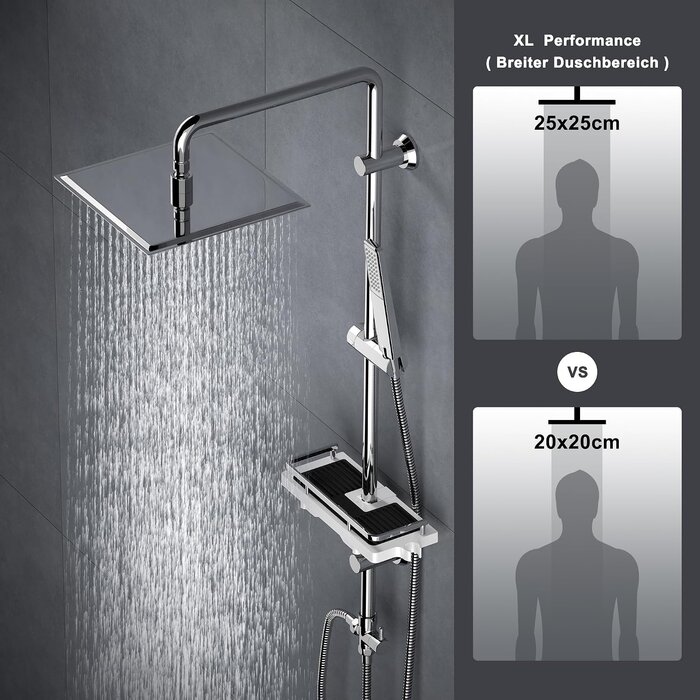 Hydromassage Duschsäule 25x25 cm Edelstahl - 33% Rabatt