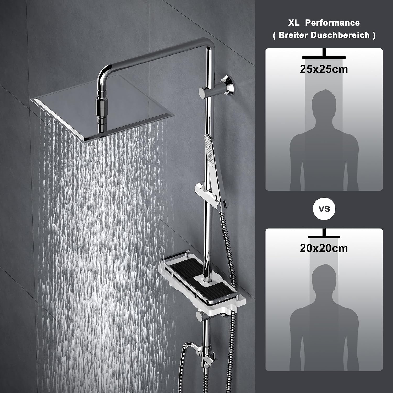 Hydromassage Duschsäule 25x25 cm Edelstahl - 33% Rabatt