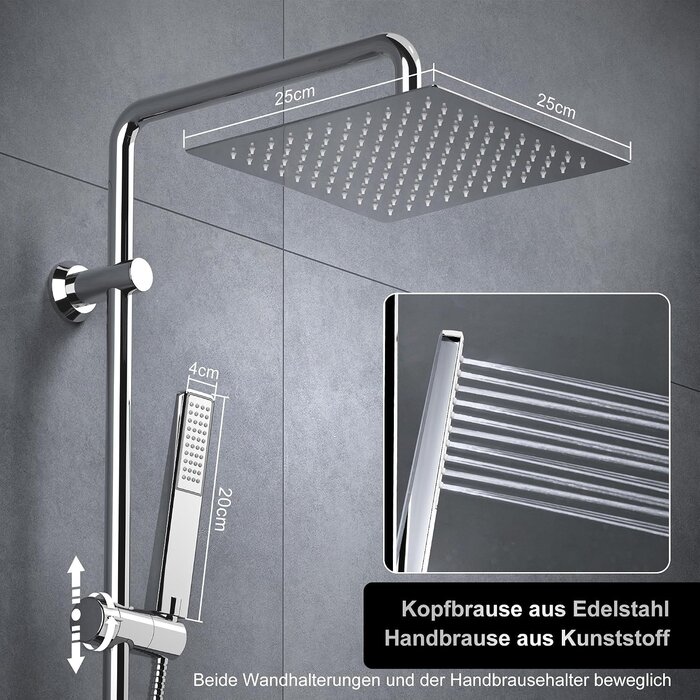 Hydromassage Duschsäule 25x25 cm Edelstahl - 33% Rabatt