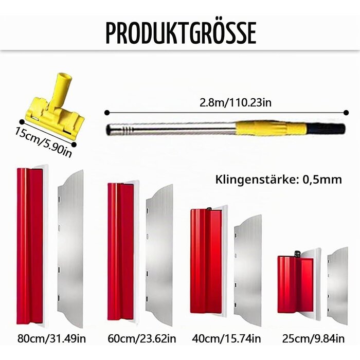 11-tlg. Profi-Spachtelset mit Teleskopstiel | 33% Rabatt | Edelstahlklingen