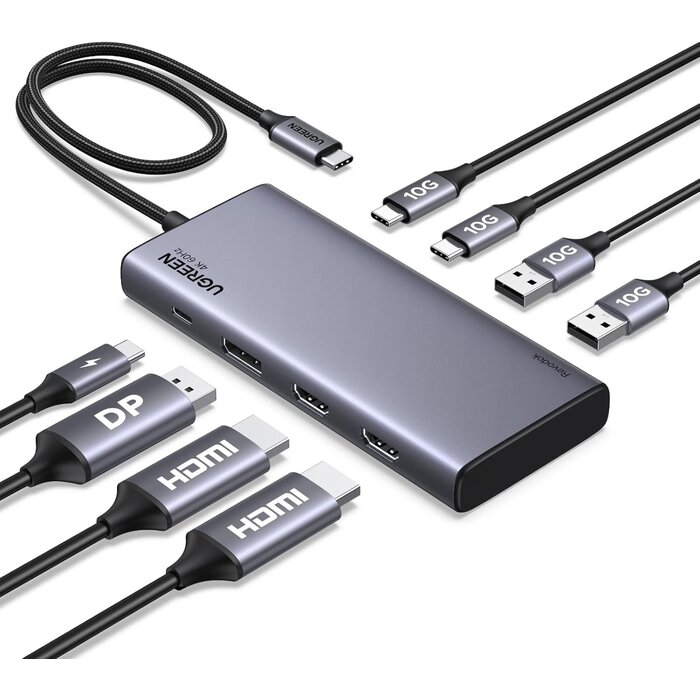 8-in-1 USB-C Dockingstation, Grau, Größe S - 27% Rabatt