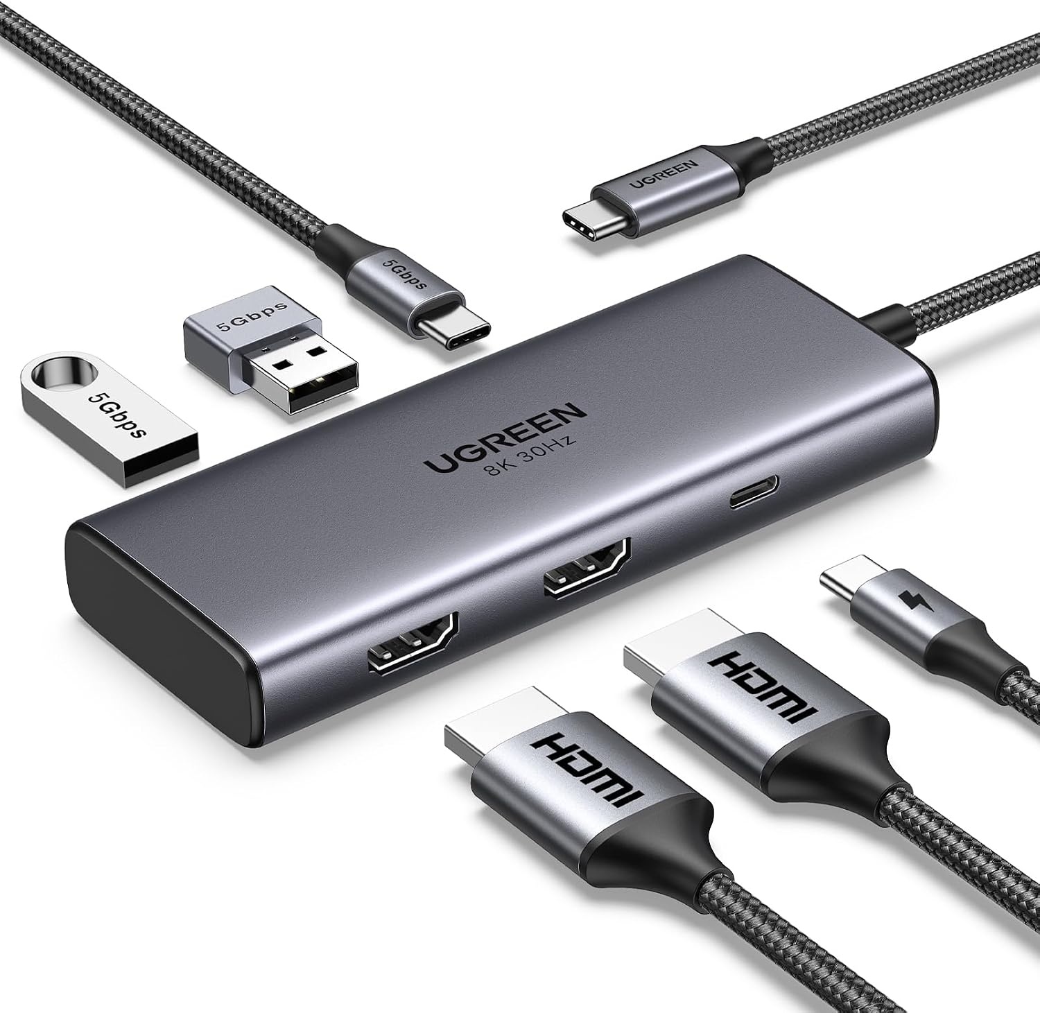 8-in-1 USB-C Dockingstation, Grau, Größe S - 27% Rabatt