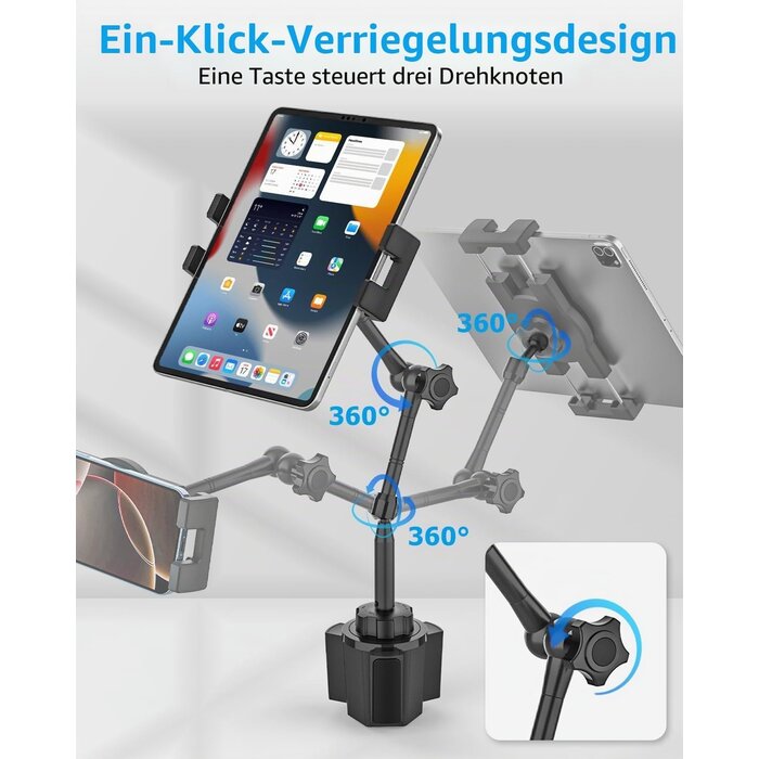 Tablet-Halterung für Getränkehalter, 360° drehbar - 33% Rabatt